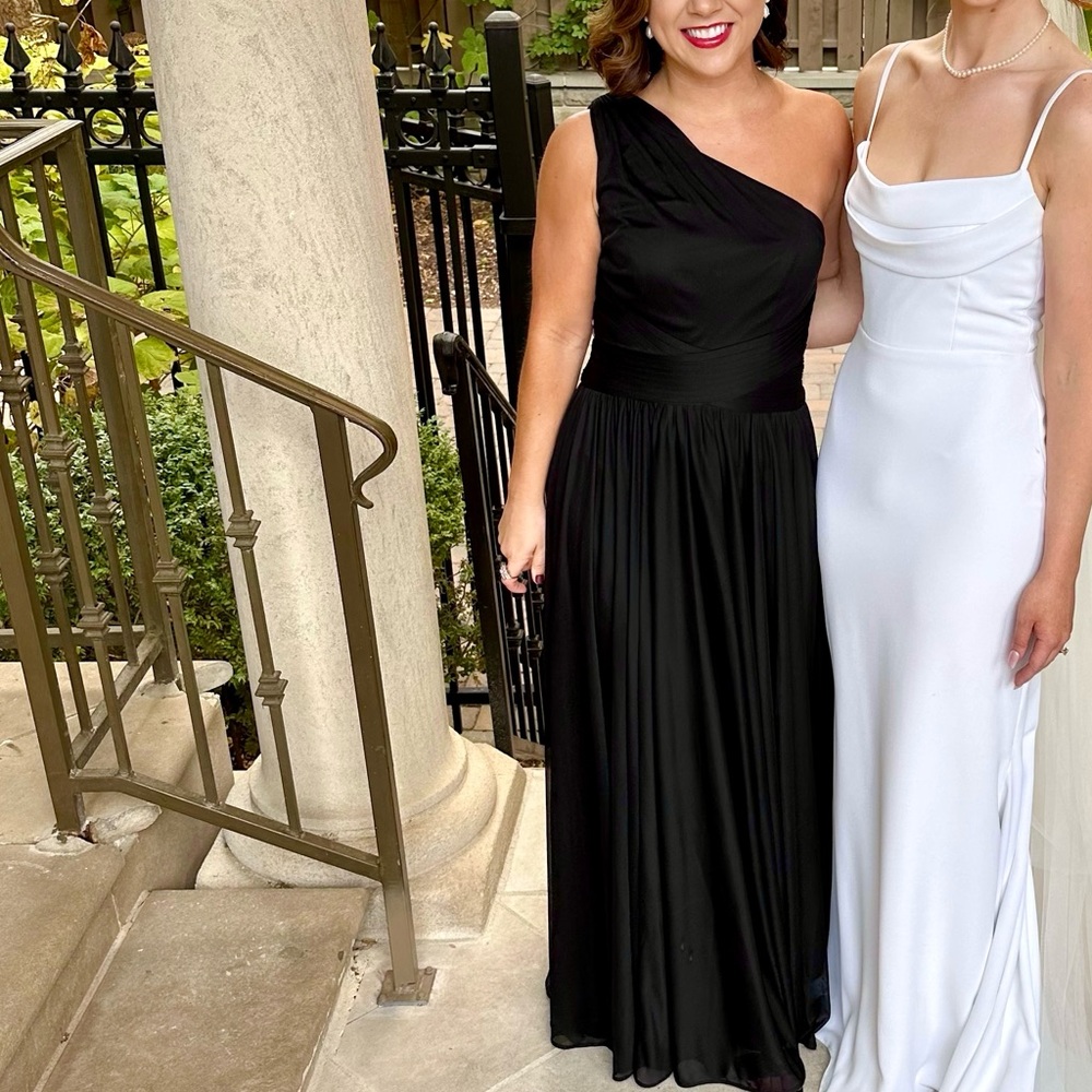 David’s Bridal Black One Shoulder Gown